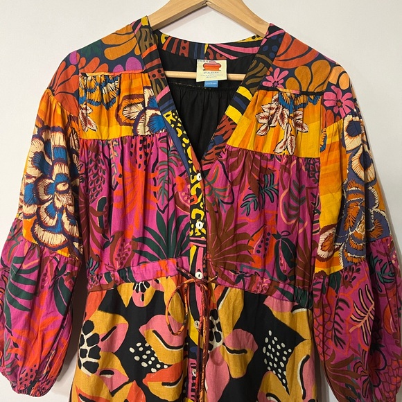 FARM Rio x Anthropologie Women’s Multicolor Button Front Maxi Dress Size Small - Picture 4 of 12